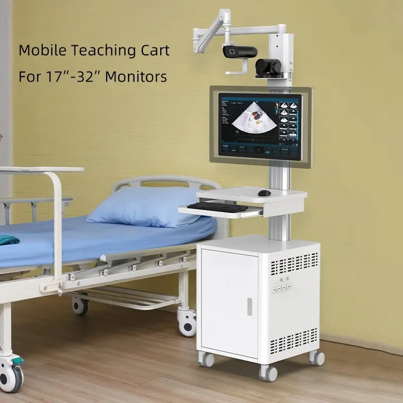 New Medical Cart with Camera Bracket Remote Teaching Display Computer Trolley with Arm