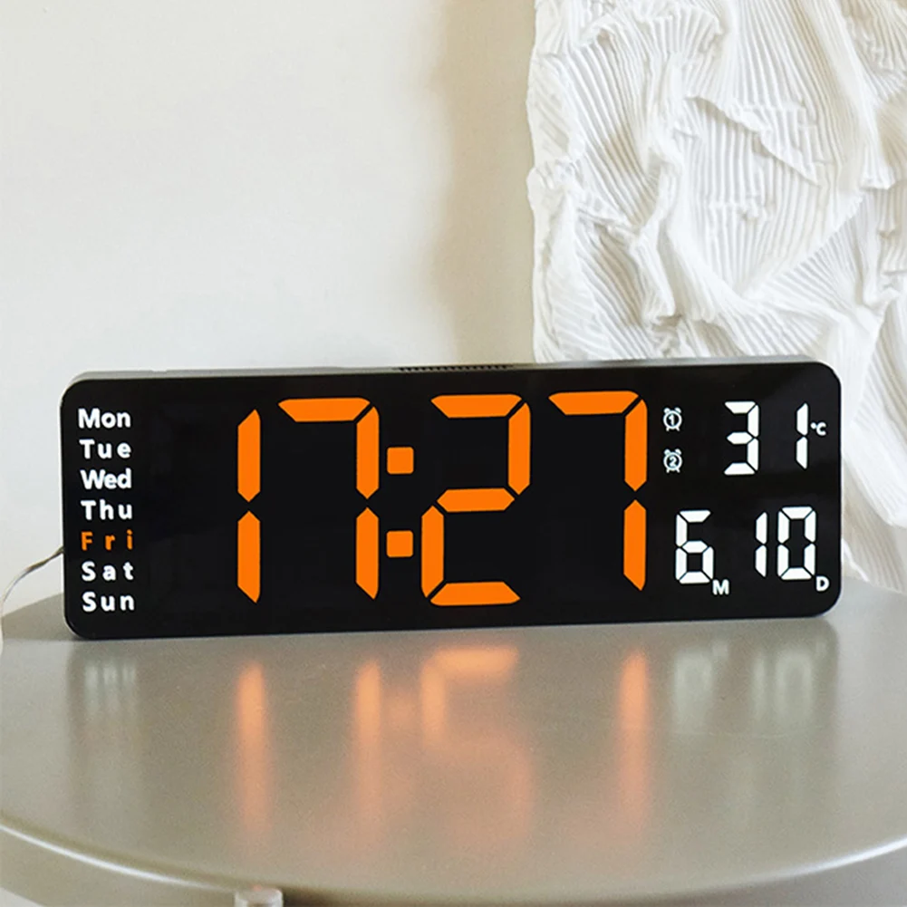 13in Digital Clock Automatic Brightness Dimmer Electronic LED Clocks 10 Speed Control with Remote Control Living Room Decoration