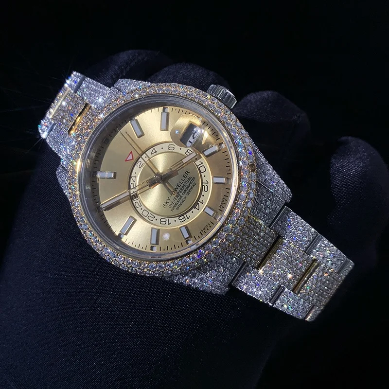 Оптовая продажа Vvs Муассанит Часы Для Мужчин Хип-Хоп Iced Out Diamond Pass Алмазный Тестер Механические Автоматические Муассанит + Часы Оптовая продажа Vvs Муассанит Часы Для Мужчин Хип-Хоп Iced Out Diamond Pass Алмазный Тестер Механические Автоматические Муассанит + Часы