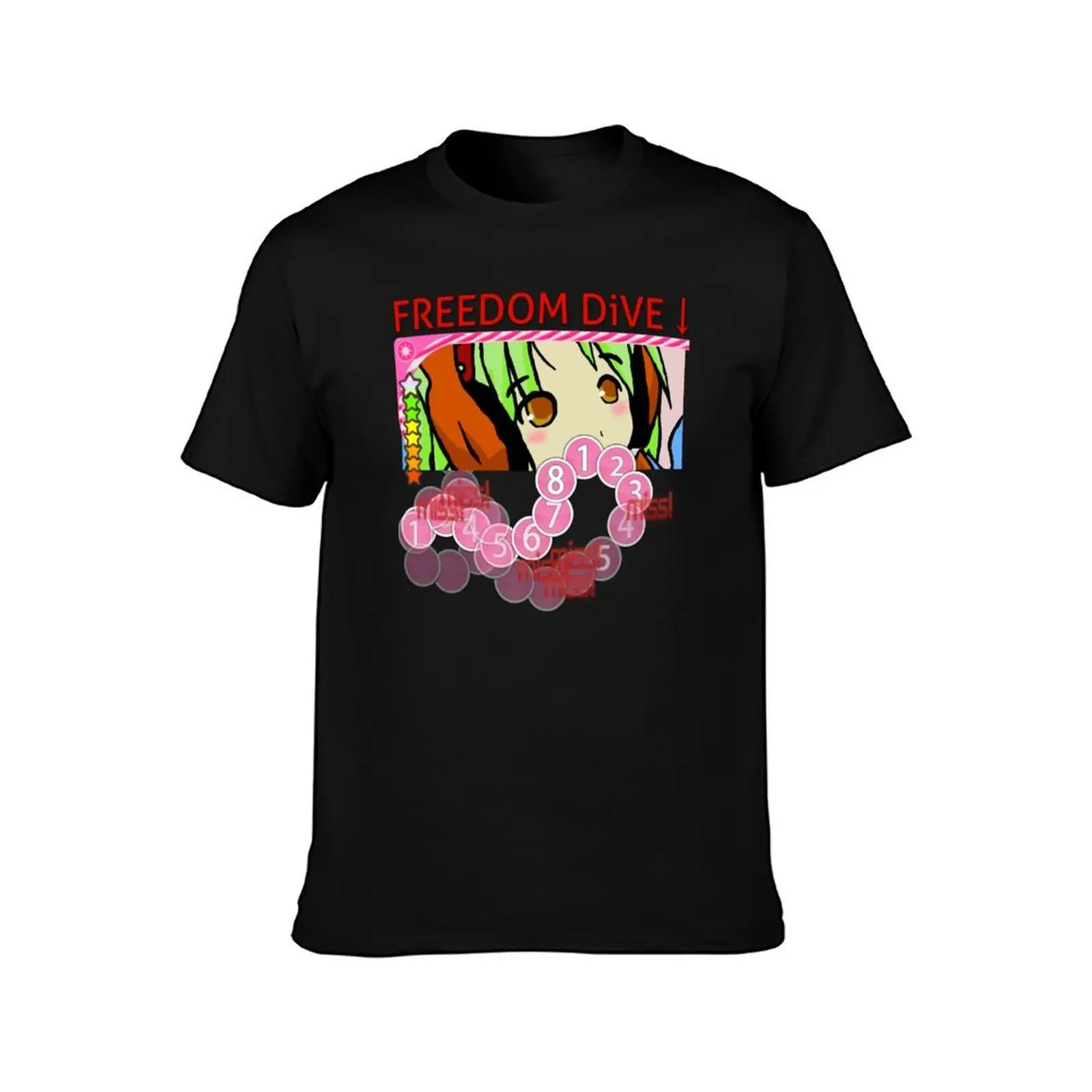 FREEDOM DiVE↓ T-Shirt, Summer Casual Cotton Tee, Oversized Streetwear Tops, Vintage Graphic Print, Loose Fit Short Sleeve