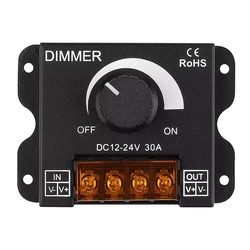 LED Dimmer Switch DC 12V 24V 8A/30A Brightness Adjustable Controller for Car RV Single Color LED Strip Light LED Dimming