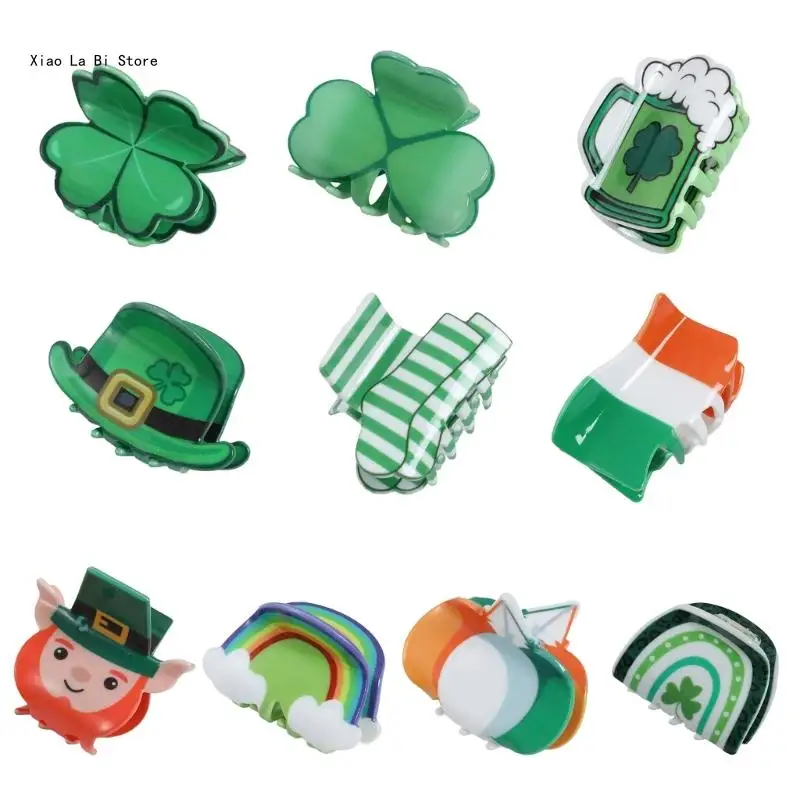 

StPatricks Shamrock Hair Claw Clip Funny Claw Clip Hair Banana Barrettes NonSlip Girl Hair Clip PonytailClamp for Women XXFD