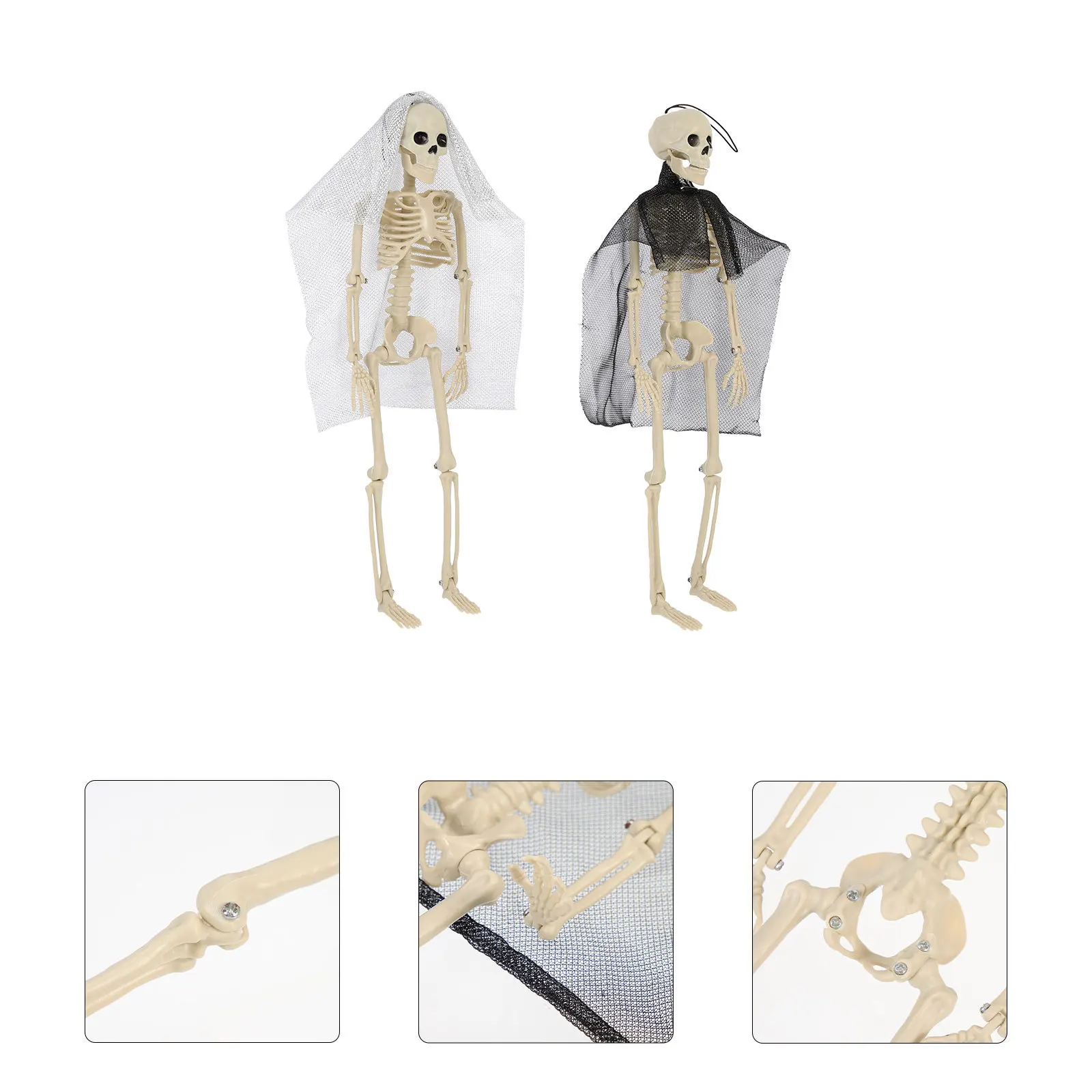 

2pcs Atmosphere Decor Hanging Full Body Bride Groom Jointed For Halloween Haunted House Party Decor Wind Chimes Home