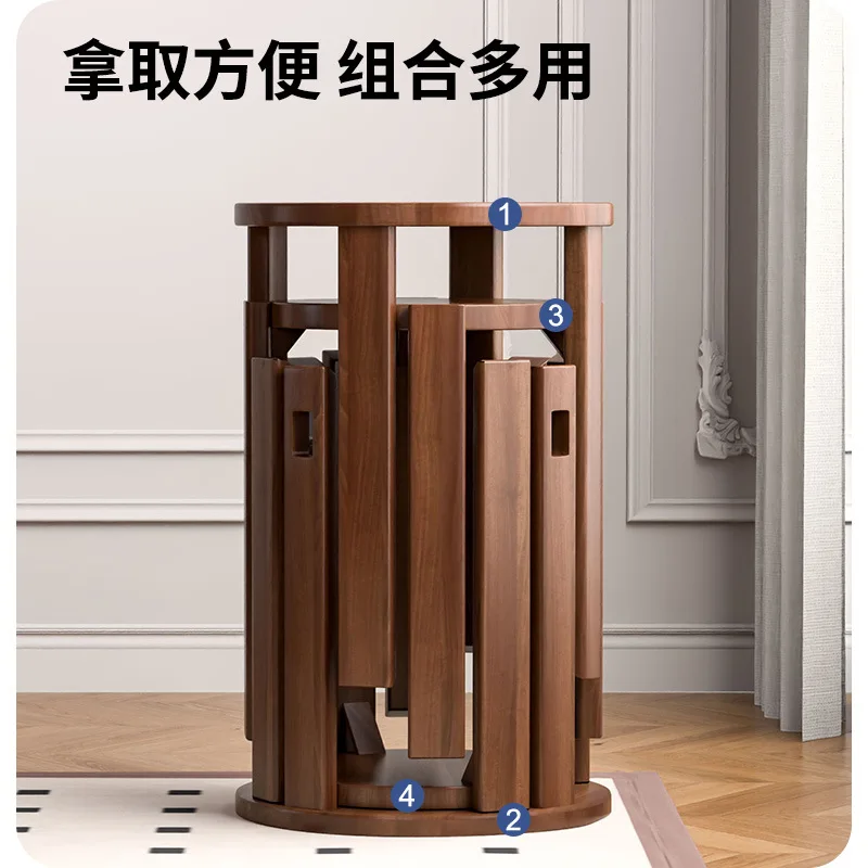 Stackable Stool Modern Dining Table Stool Log New Chinese Stacked Music Solid Wood Round Stool Coffee Table Household