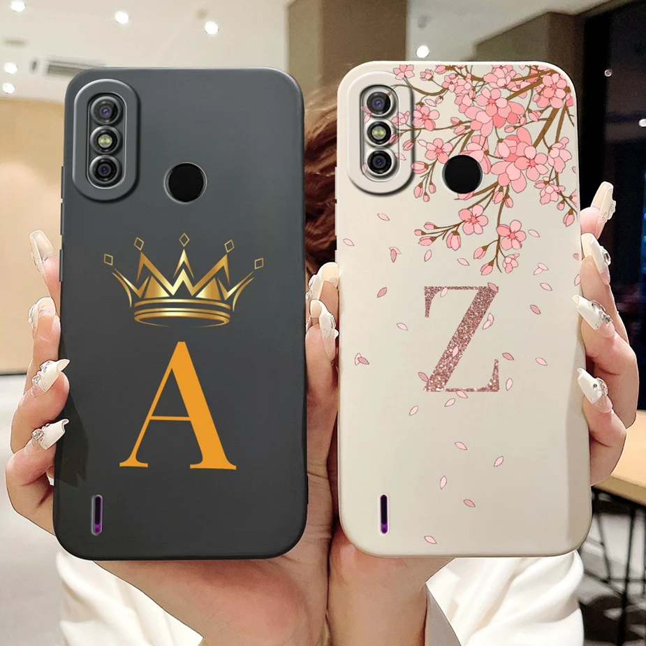 Für tecno spark 4 air case kc6 niedliche krone buchstaben abdeckung weiche silikon telefon hüllen für tecno spark 4 luft rückseiten 6.1 ''stoßstange