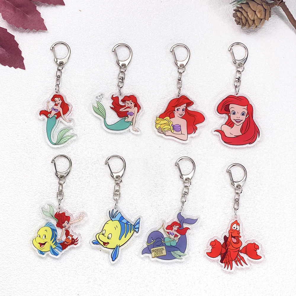 Llavero de acrílico con diseño de la Sirenita Ariel de Disney, accesorios bonitos para llavero, decoración para mochila, 1/13 Uds.