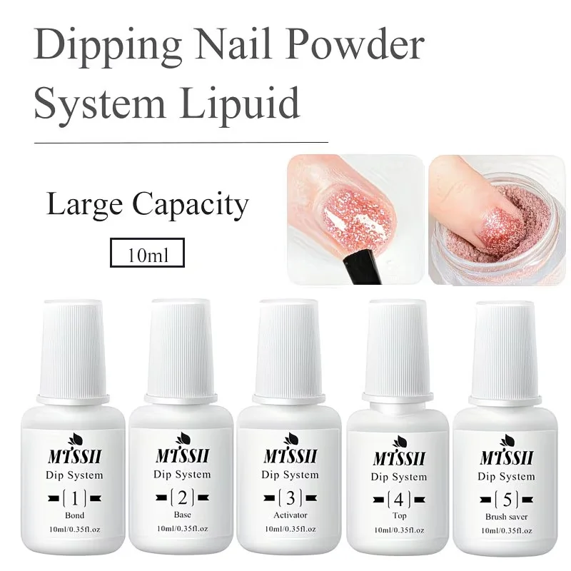 5PCS 10ml Dipping Nail Powder System Liquid Set Acrylic Nail Gel Nail Art Manicure UV LED Soak Off HEMA/TPO FREE