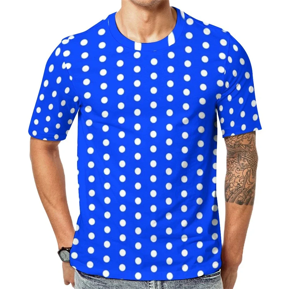 Atmungsaktive Strand-Neuheiten-T-Shirts mit Design, Übergrößen-Oberteile, weißes und rot gepunktetes T-Shirt, Vintage-Punkte-Print für Paare, Y2K-Gym-T-Shirts – Detail 14