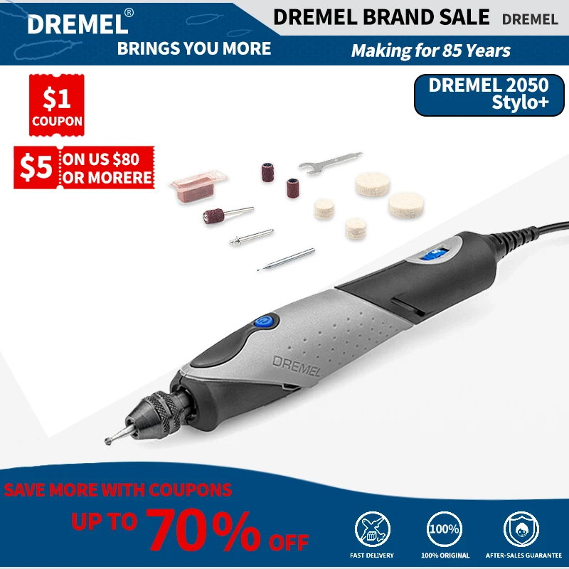 Dremel 2050 Stylo + электрическая гравировальная ручка, Универсальный многофункциональный патрон для гравировки, инструмент для гравировки, полировки с 15 аксессуарами