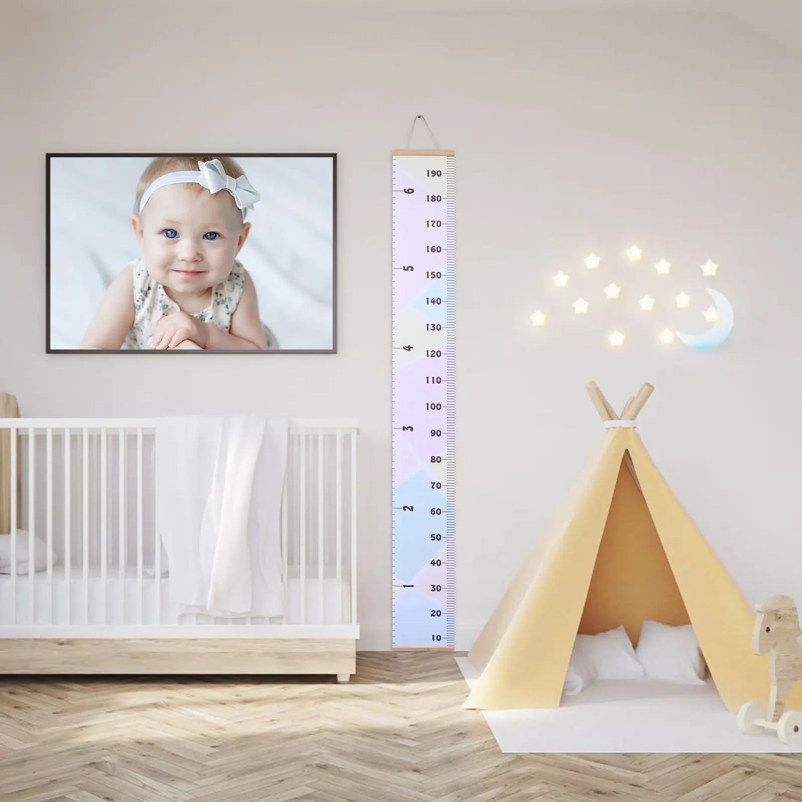 

1 Set Macaron Color Removable Wall Hanging Measurement Chart Growth Decor Durable Light Compact Height Ruler For Room