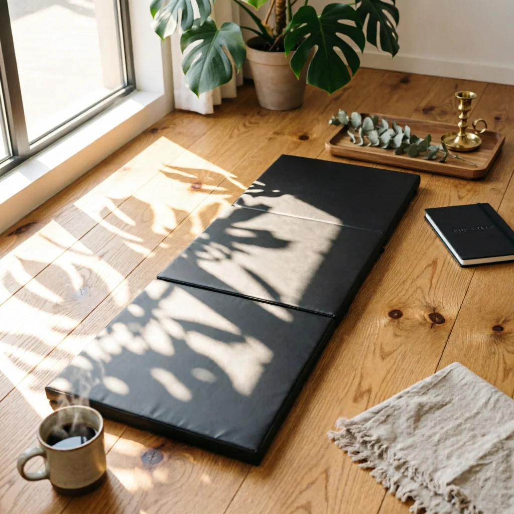 Tri-Fold Gym Mat Waterproof Folding Exercise Mat with Handle Easy to Clean Compact for Fitness Enthusiasts, Home Workouts