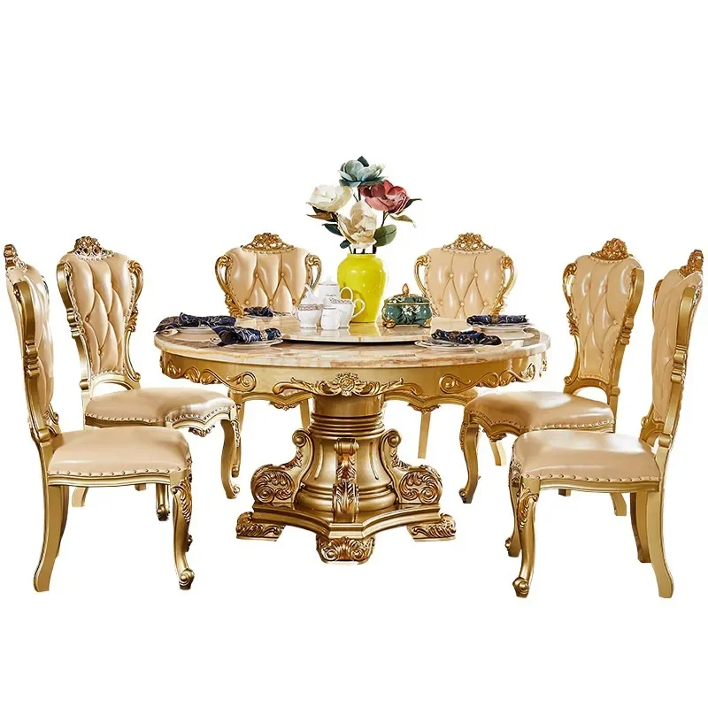 

1European Luxury High-end Dining Table Household Solid Wood French Marble European And American Oak.