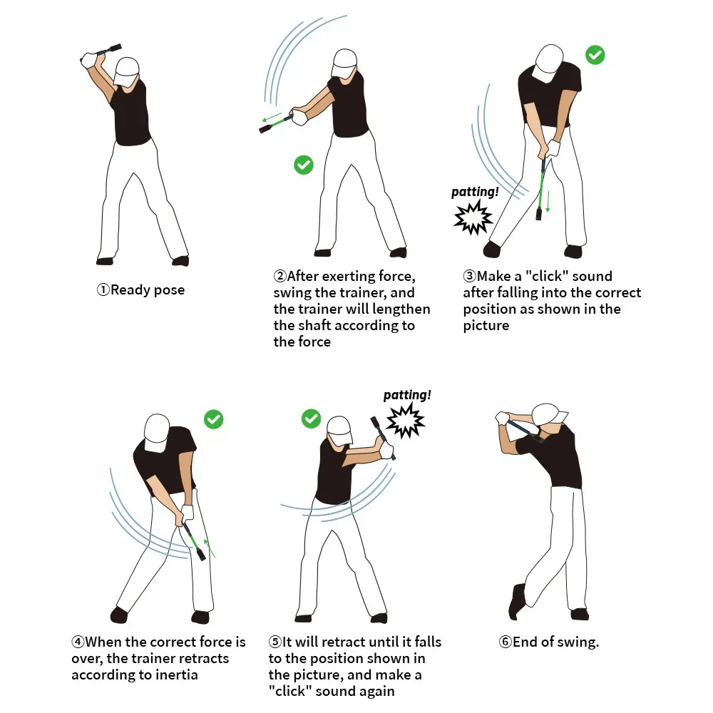 Golf swing practice stick with adjustable sound output, three weight configurations, rhythm training aid