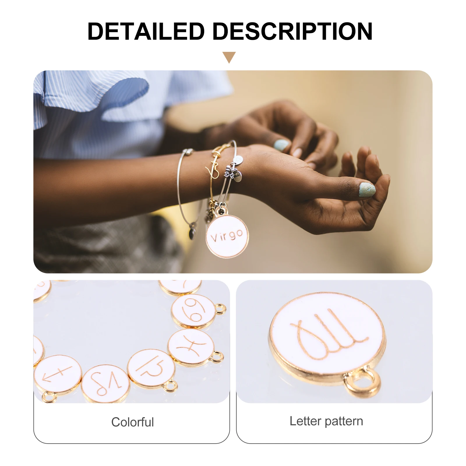 

12 pcs Alloy Pendant Charms DIY Jewelry Making Decorative Accessories Durable Non-Fading Creative Zodiac Hanging