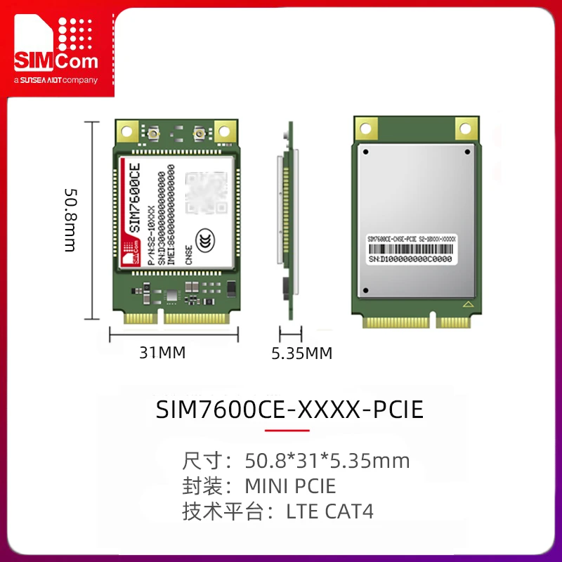 Modulo di comunicazione wireless 4G a cinque modalità Simcom SIM7600CE-T-PCIE con diversità di posizionamento GPS