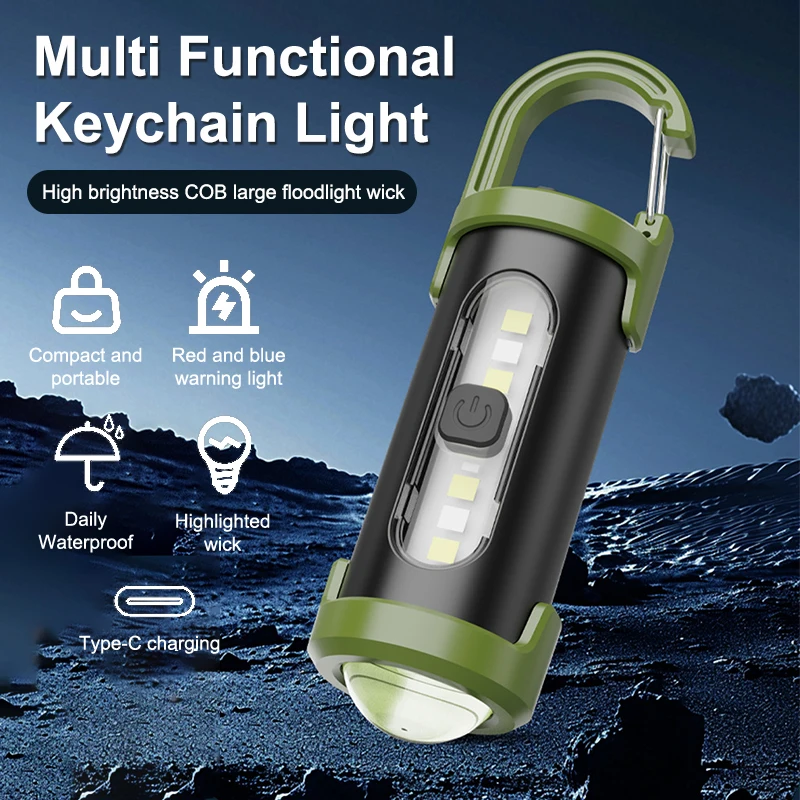 ‘1PC Multi-Functional EDC Portable Lanterns New Mini Keychain Flashlight Home Outdoor Emergency Ultra-Bright COB Pocket Torch.