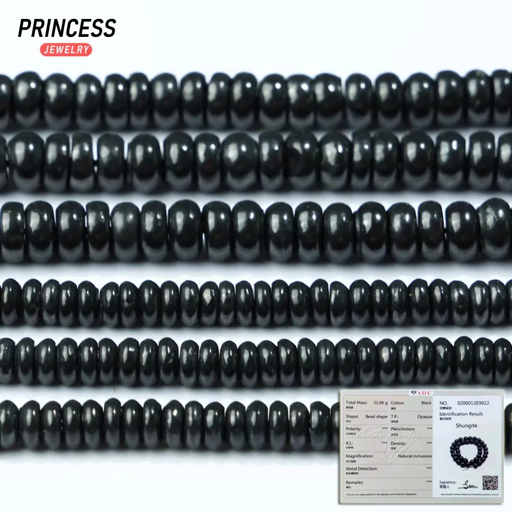 

A++ Natural Russian Shungite 3*6mm 4*8mm Loose Gemstone Beads for Jewelry Making Wholesale Crystal Beads DIY Accessories