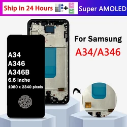 Super AMOLED A34 Display for Samsung  A34 5G LCD SM-A346B A346U A346E Display Touch Screen Digitizer Assembly Repair Parts
