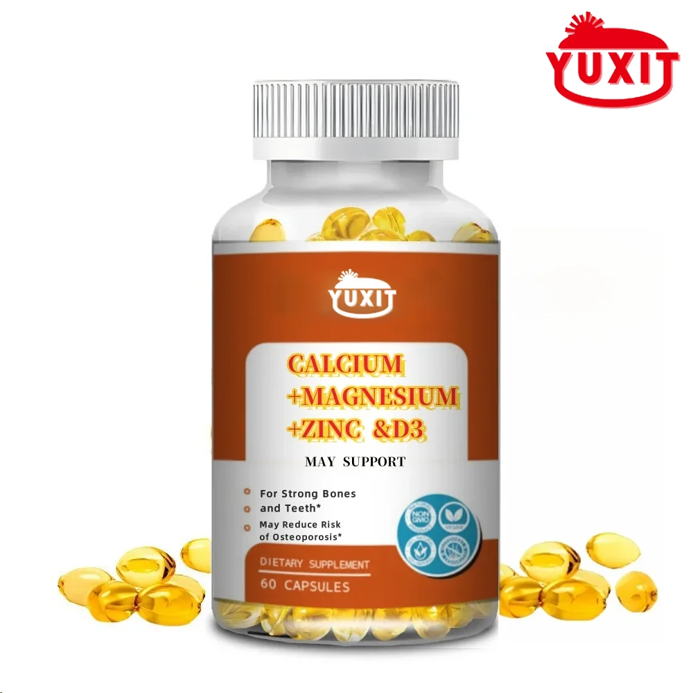 

YUXIT Calcium Magnesium Zinc Supplement, Containing Vitamin D3, Strong Bones and Teeth, Easy to Swallow Capsules