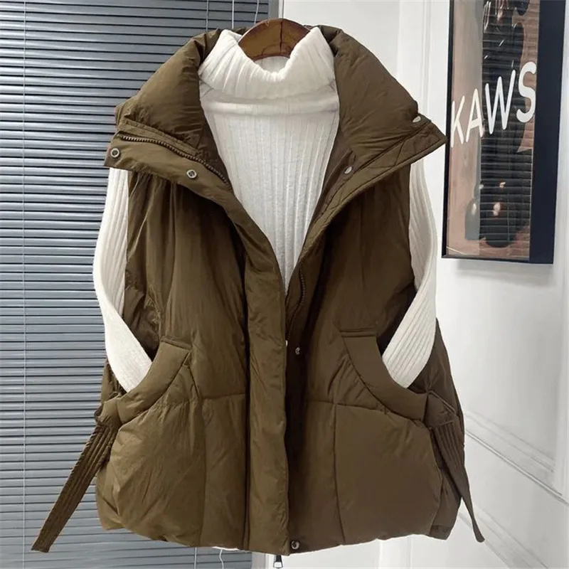 الدهون ملم المرأة أسفل القطن سترة معطف 2025 الخريف الشتاء جديد الإناث مزاجه جوكر تانك ماجيا سترة الرياضة معطف غير رسمي