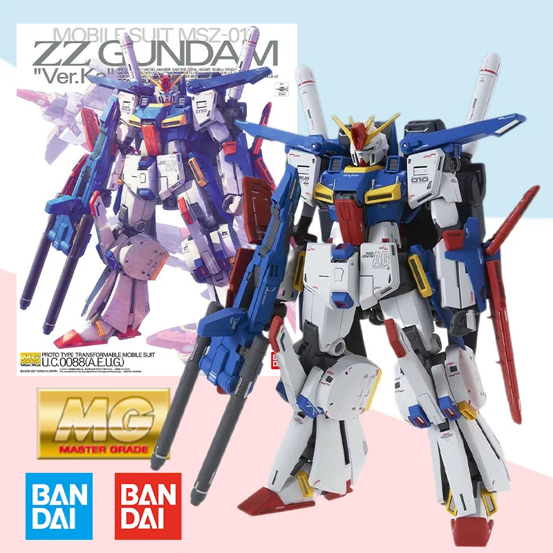 

Bandai Original BOX MG 1/100 MOBILE SUIT MSZ-010 GUNDAM ZZ Ver.Ka Action Anime Robot model kit Assembly toy gift for kids