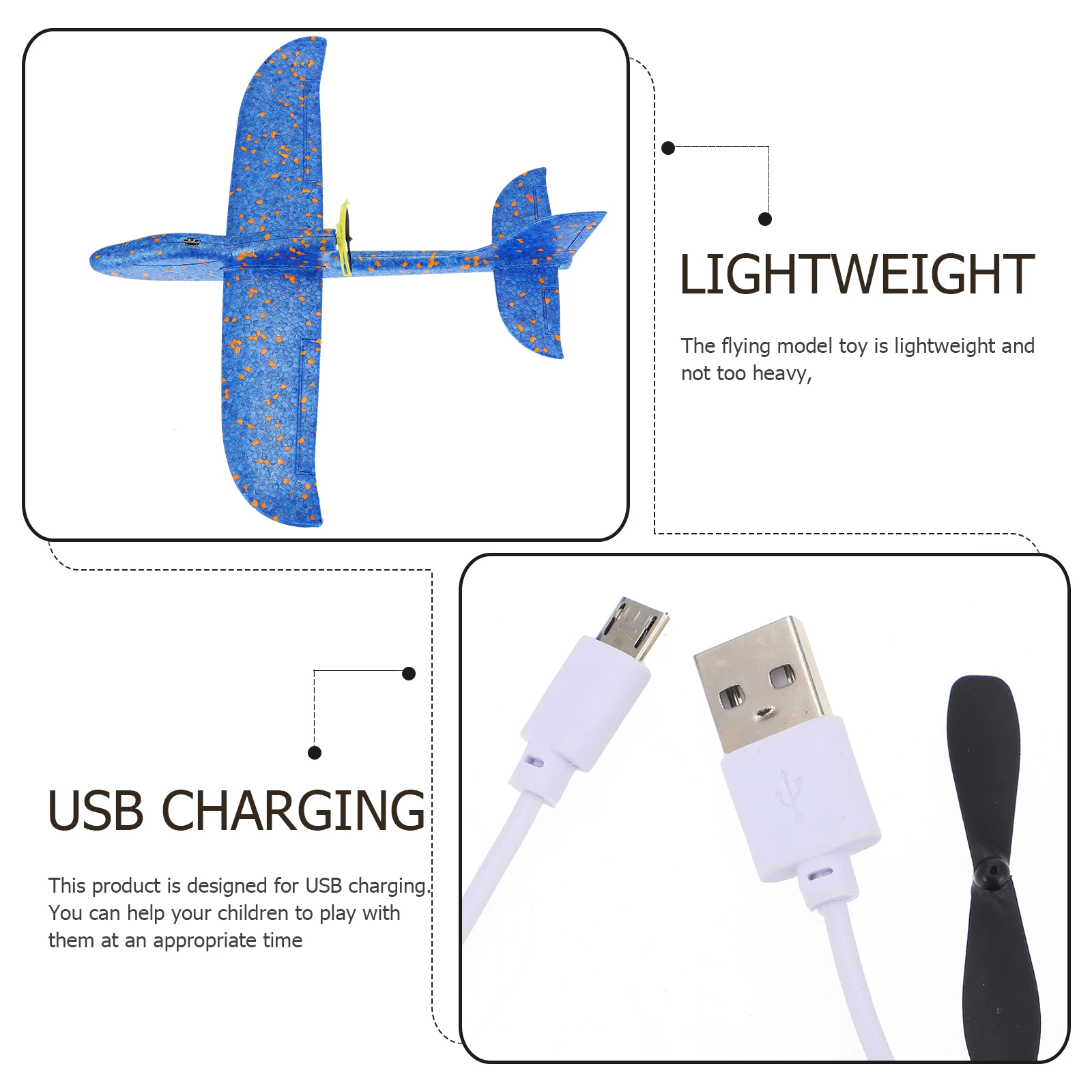 

Rotary Airplane Toy Light Glider Electric Aircraft Foam Child Rechargeable Flying Plaything Lightweight Smooth Edges Non