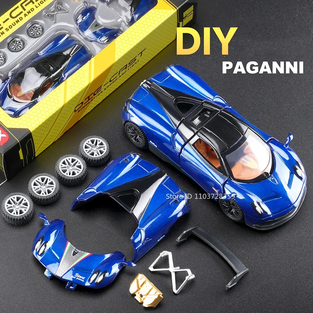 

1:43 PAGANI ZONDA R AE86 Toy Model Cars Metal Diecast Doors Opened Rubber Tires Detachable Assembly Decoration for Boys Gifts