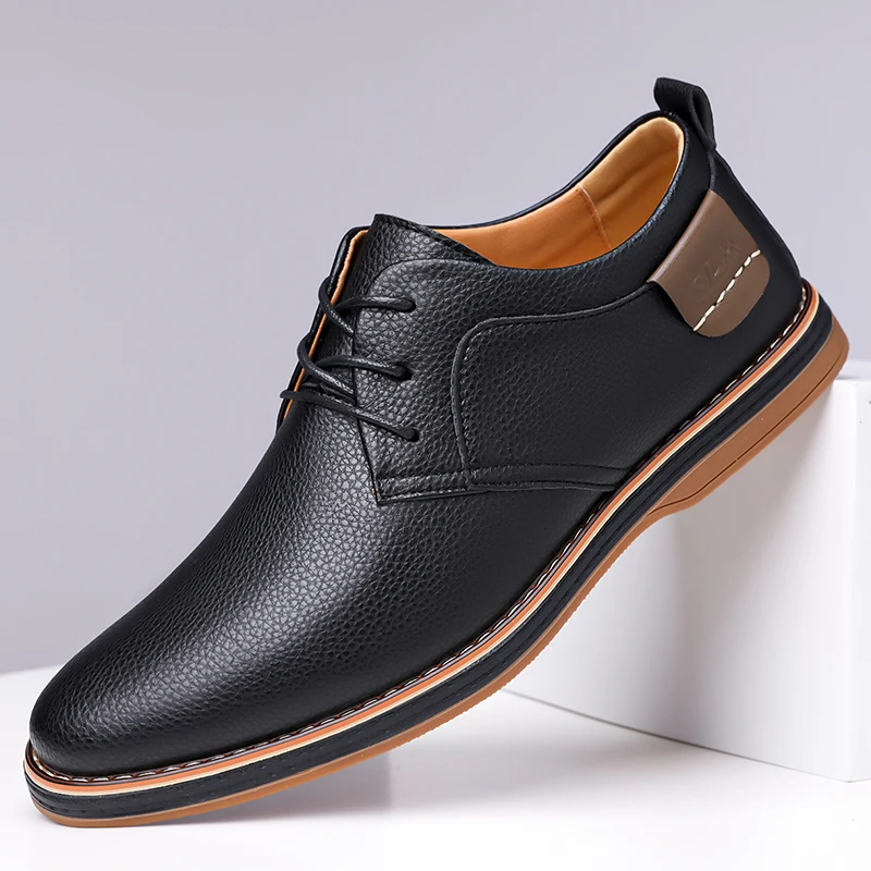 

Men's Casual Business Leather Shoes Men Fashion Lace-up Derby Shoe Mens Light Comfortable Outdoor Driving Flats