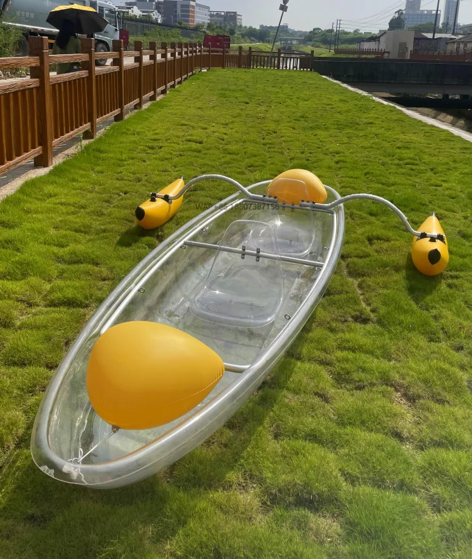 

High-quality transparent computer double canoe with balance accessories, suitable for lake fishing, seawater 2-person rowing