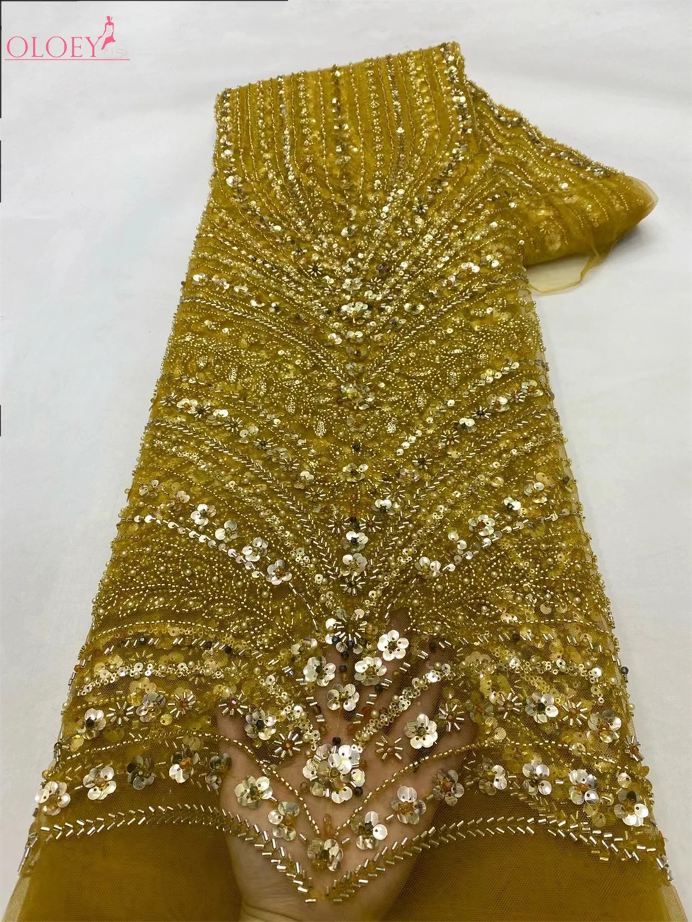 Tela de encaje con cuentas bordadas francesas para vestido de novia, tela nigeriana africana con lentejuelas, elegante, a la moda