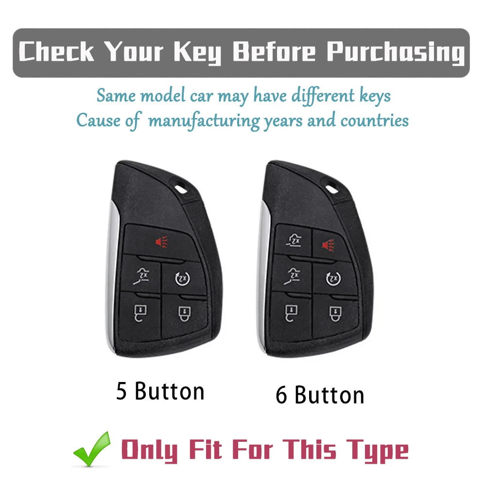 5/6 Buttons TPU Car Key Fob Cover for Buick Envision Chevy Silverado GMC – Protective Car Key Case and Chain Key Rings Accessory