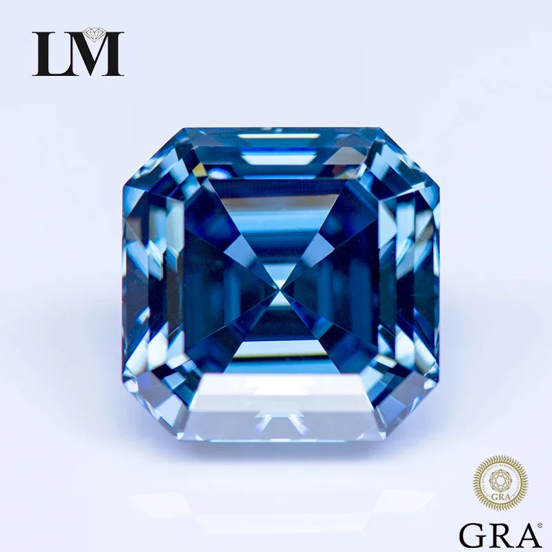 

Moissanite Stone Royal Blue Natural Color Asscher Cut Gemstone Lab Grown Diamond For Woman Charms Jewelry With GRA Certificate