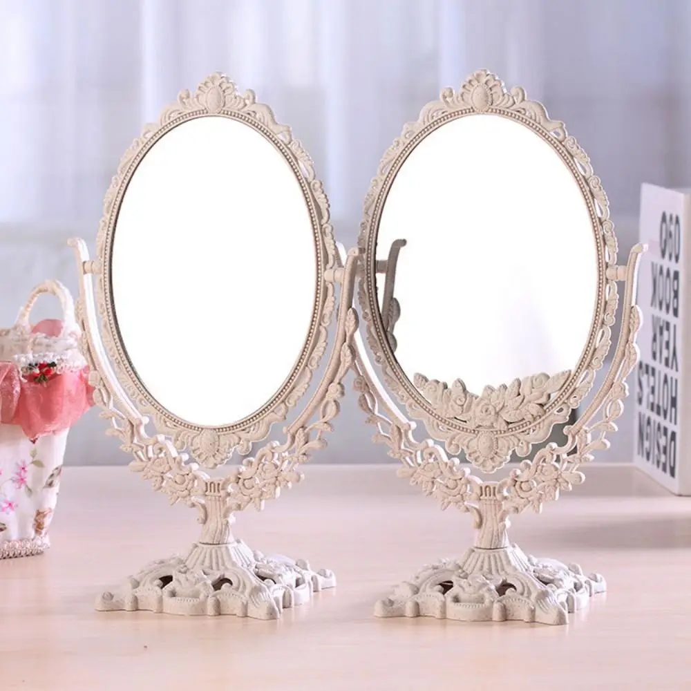 Roundness High Definition Desktop Makeup Mirror 360-degree Rotation without Dead Corners Double Plane Mirror Simple INS Women