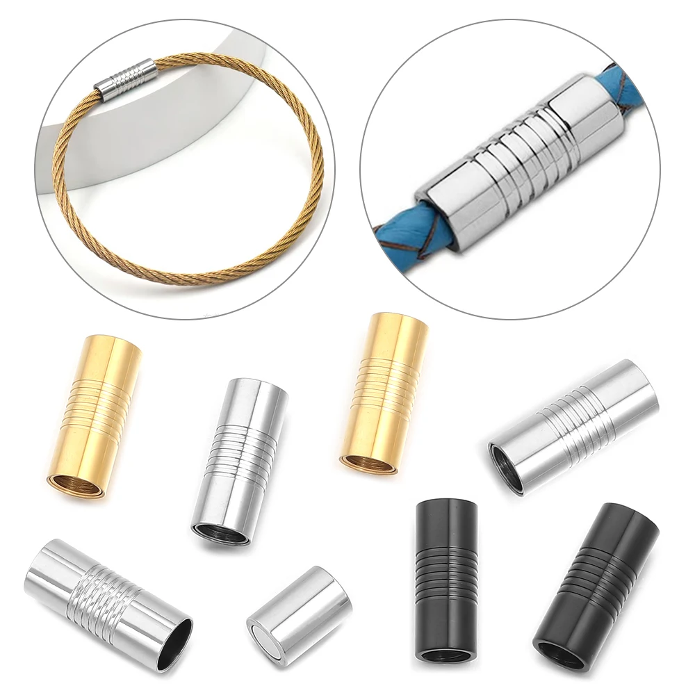 

5pcs 2/3/4/5/6/8mm Stainless Steel Magnetic Buckle Clasps Leather Bracelet Connectors DIY Jewelry Findings Bracelet Accessories