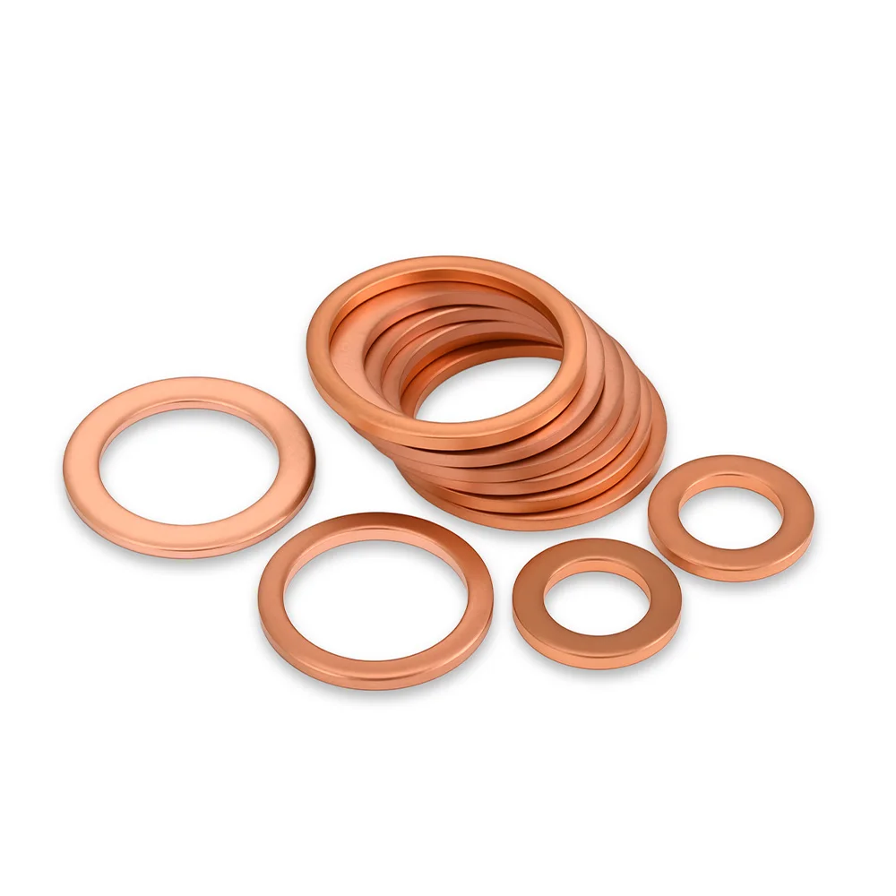 Junta de arandela de cobre, tapones de aceite de cobre puro sólido, junta tórica, tapones de sumidero de motocicleta, espaciadores de sellado planos, 10/20/30 Uds.