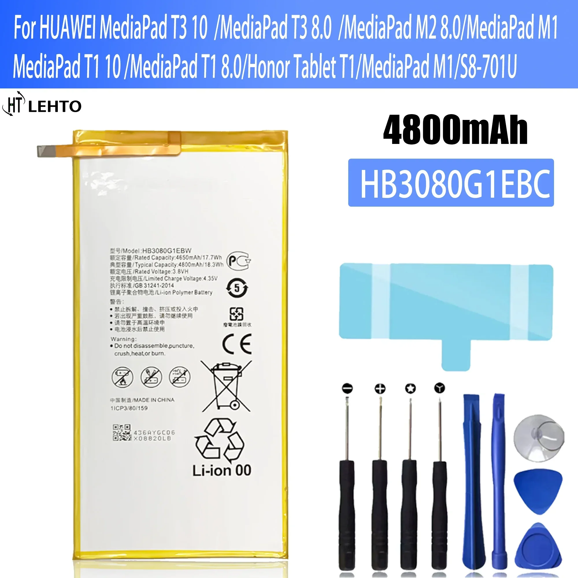 

Original Battery For Huawei MediaPad T1 T3 10 M1 M2 M3 Lite 8.0" AGS-L09 AGS-W09 AGS-L03 HB3080G1EBW/HB3080G1EBC Tablet Battery