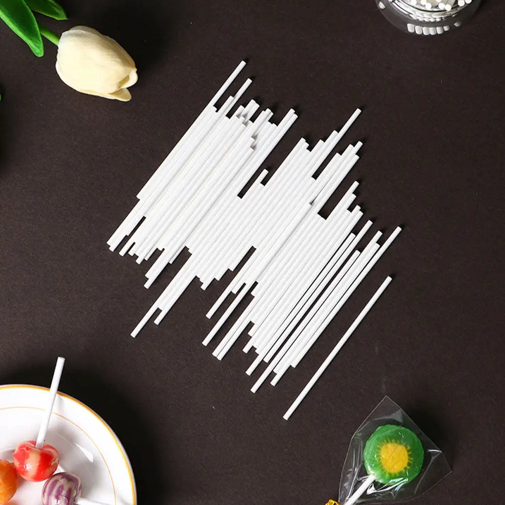 200Pcs Premium Paper Lollipop Sticks 4 Inch Smooth Candy Making Supply DIY Chocolate Cake Pop Holders Multi-Function Stirring