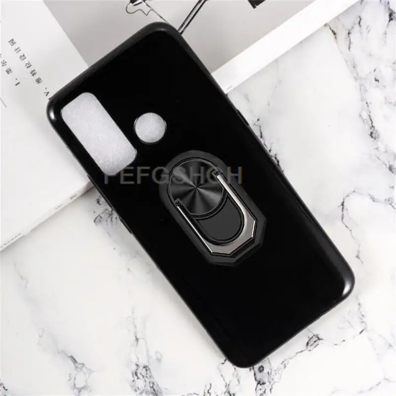 Мягкий силиконовый чехол из ТПУ с кольцом на палец для телефона TECNO Power 4 LC7/Power 4 Pro LC8