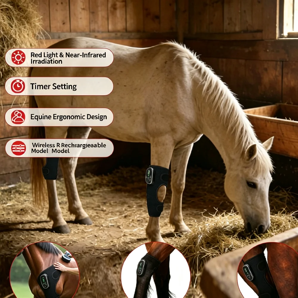 Equine Red Light Therapy Pad 660nm 850nm Infrared Horse Knee Joint Wrap for Wound Recovery Training Rehabilitation Stable Care