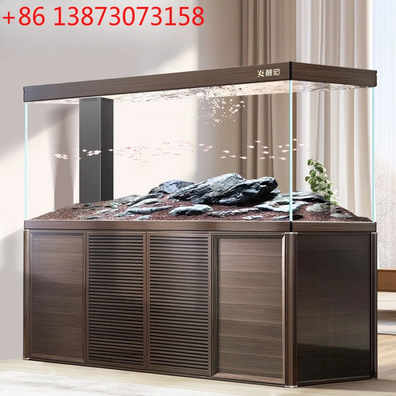 New Chinese retro arowana tank office living room ultra-white glass, large aquarium