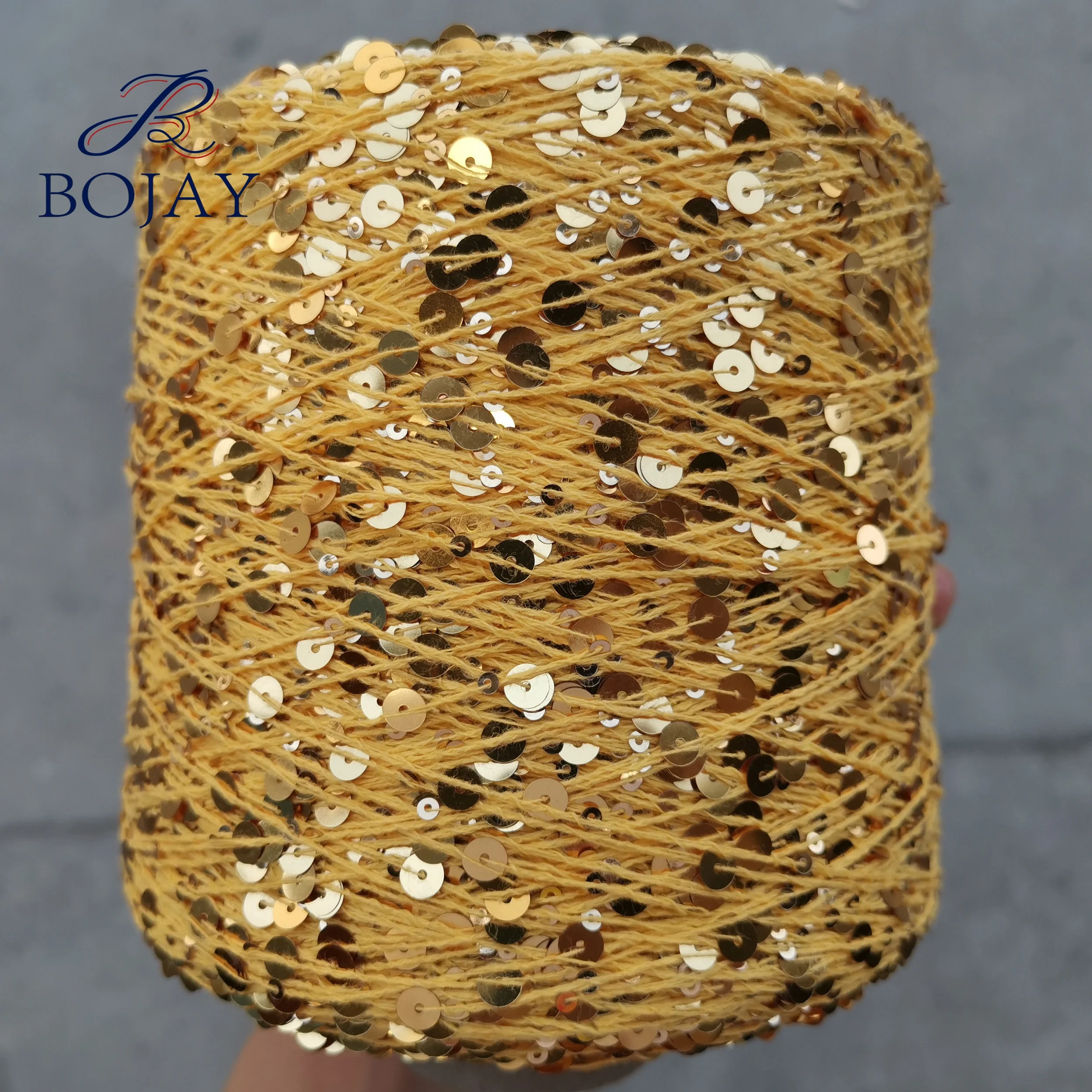 Bojay Colorful 3MM+6MM sequin yarn, 100% cotton fancy yarn for hand knitting and crochet