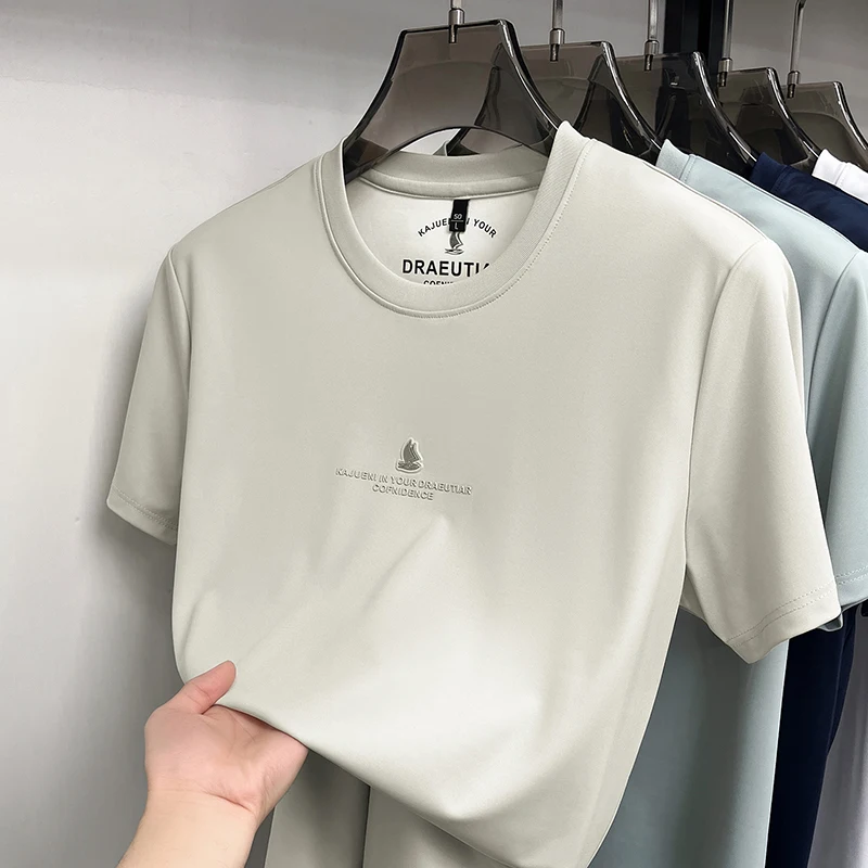 Modisches Marken-T-Shirt mit Buchstabenprägung Kurzarm Herren Neu Rundhalsausschnitt Sommer Casual Weich Atmungsaktiv Luxus Hochwertig