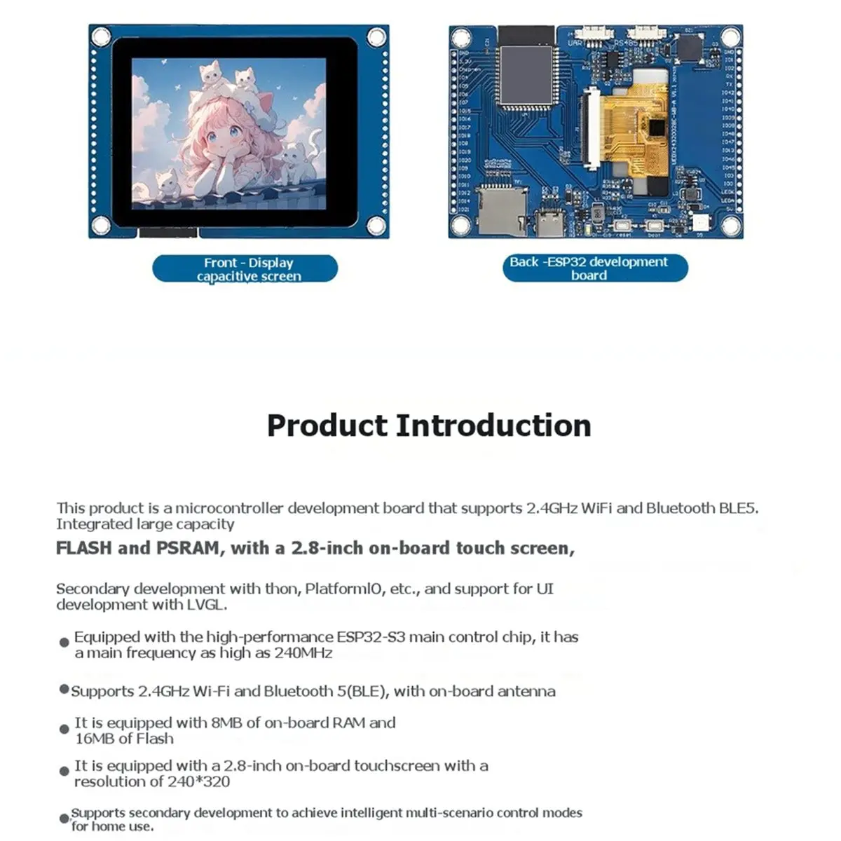 - Development Board 2.8 Inch Capacitive Touch LCD Display Module 240x320 N16R8 Display Module for
