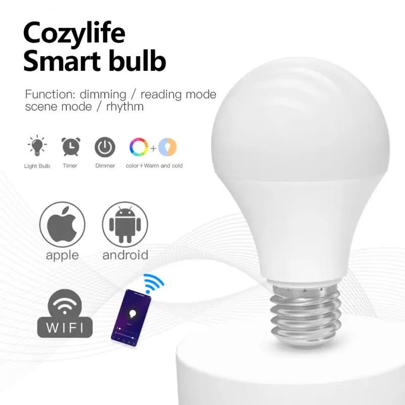 

CozyLife WiFi Smart LED Light Bulb 15W E27 E26 B22 LED Lamp Dimmable With CozyLife APP Voice Control Via Google Home Alexa