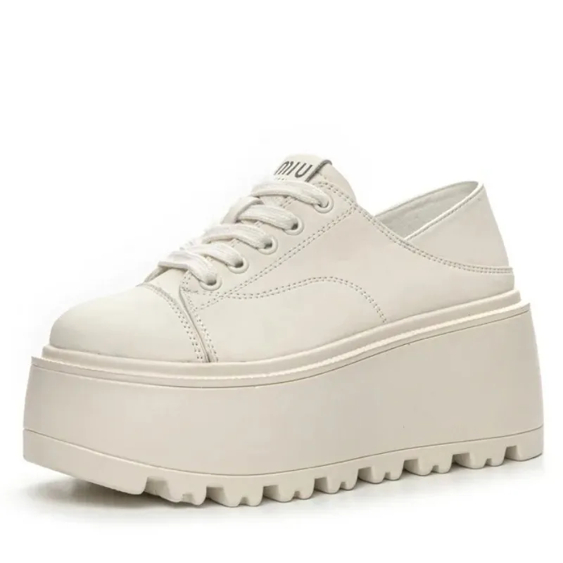 

Женские кроссовки на платформе 8 см, натуральная кожа, высокий каблук, повседневная обувь на танкетке, весна-осень