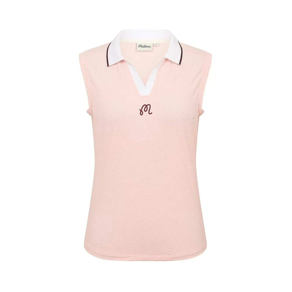 2026 malbon Women's Golf Sleeveless Polo Shirt Korean Summer Slim Fit Quick Dry Breathable Sports Tank Top Casual Golf Apparel
