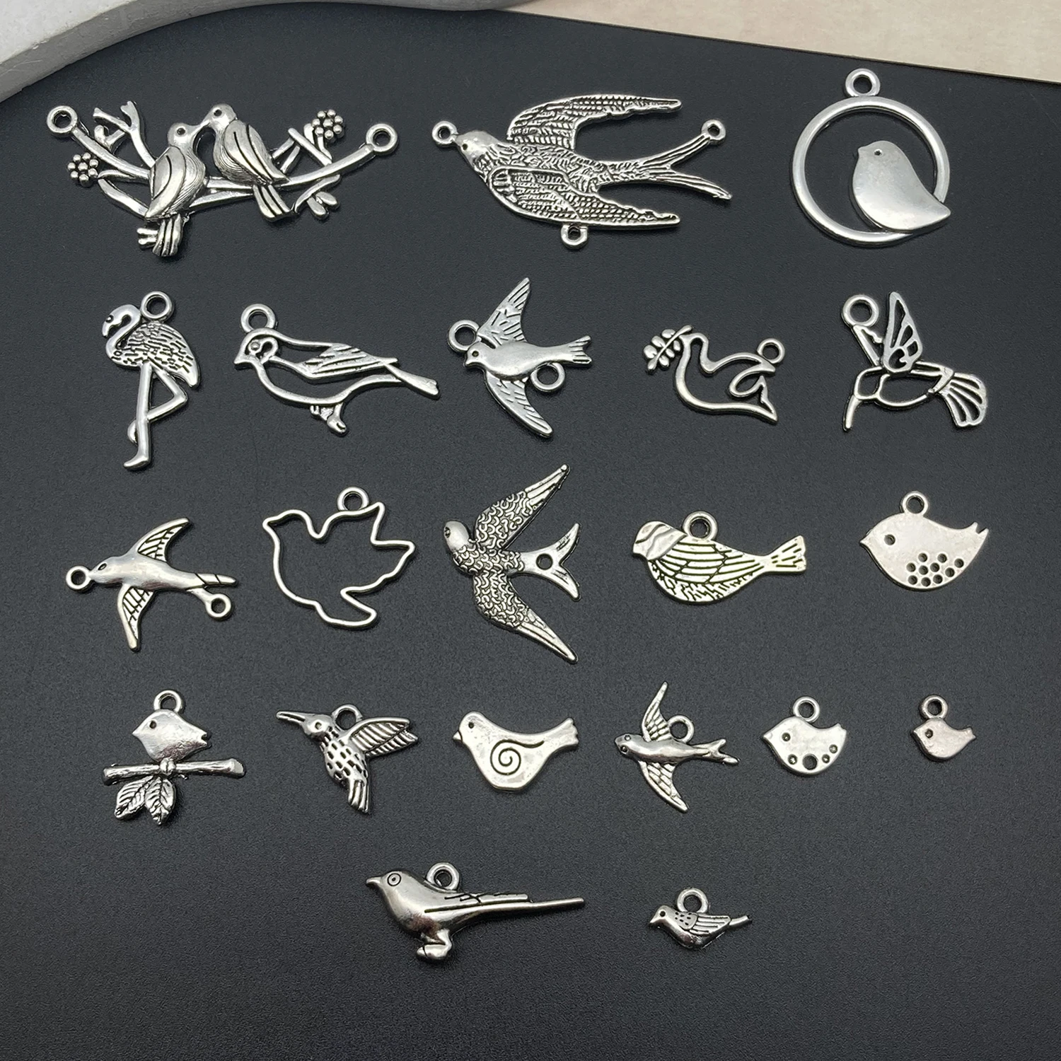 

21pcs/set of mixed antique silver bird pendants, DIY necklace, bracelet, earrings, jewelry, Halloween and Thanksgiving accessory