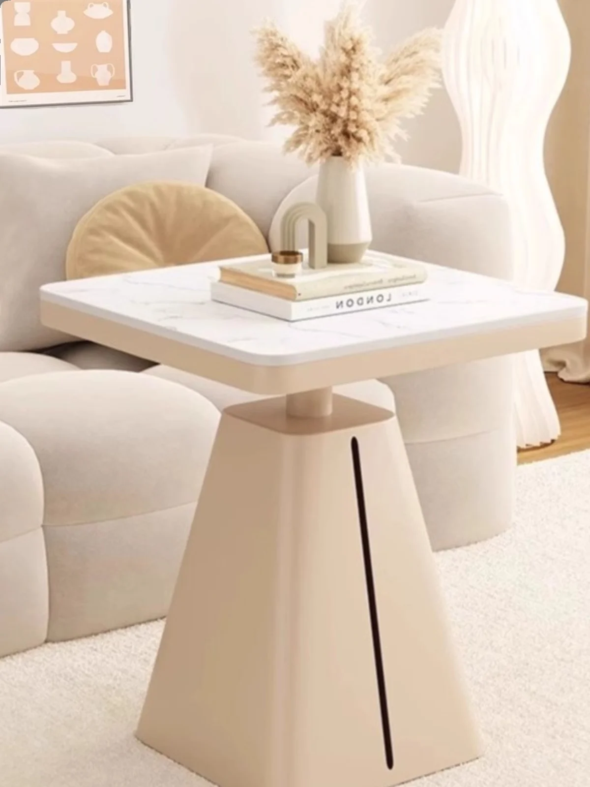 New light luxury rock slab hotel hotel living room square coffee table modern simple and creative side table