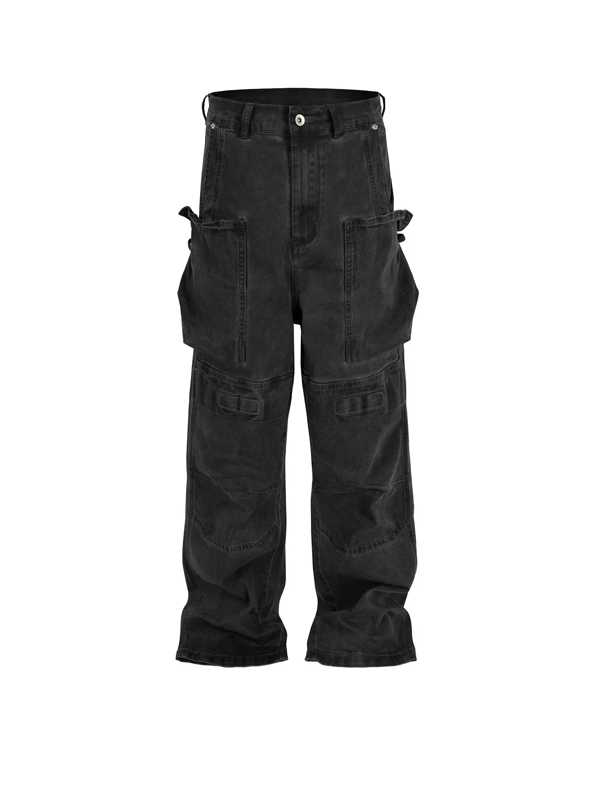 MIJKO Dirty Wash Work Jeans Unisex Multi Pocket Long Pants ZJ027