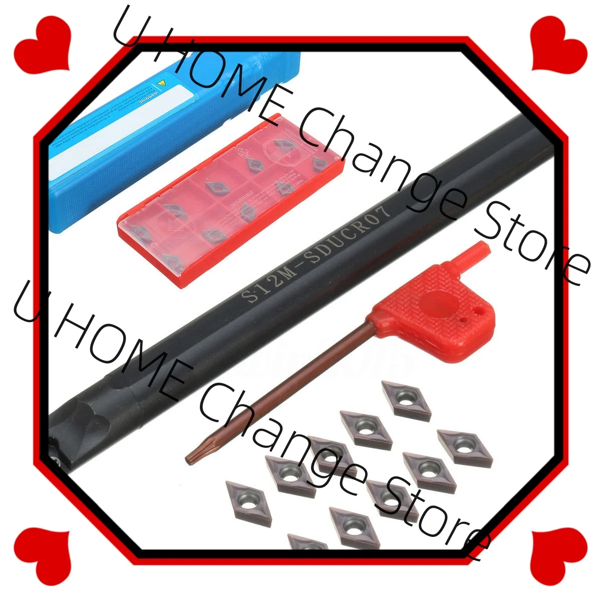 

S12M-SDUCR07 12mm Lathe Boring Bar Turning Tool Holder + DCMT0702 Carbide Insert DCMT0702 Tool Turning Turning Latest Lathe 12mm